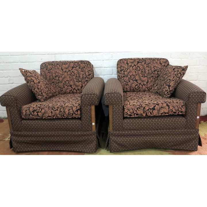 PAIR OF UPHOLSTERED ARMCHAIRS
