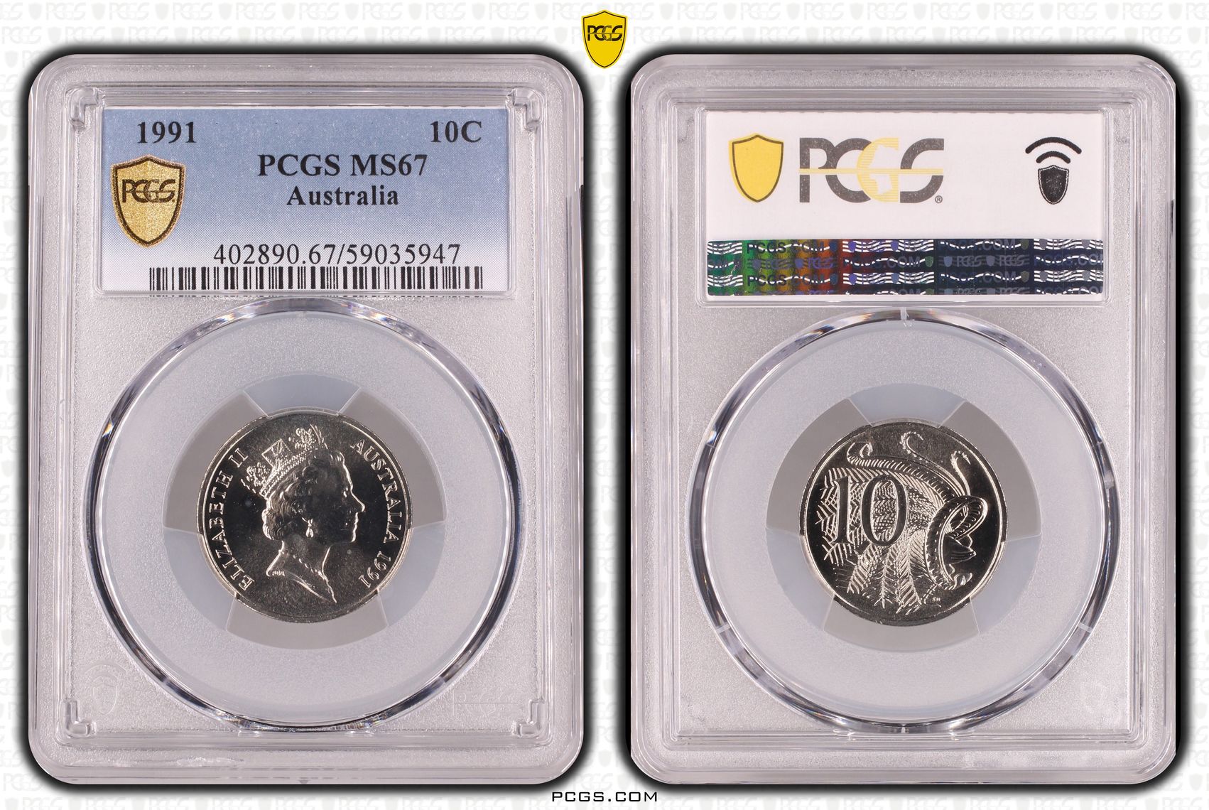 Ten Cent, 1991, PCGS MS67