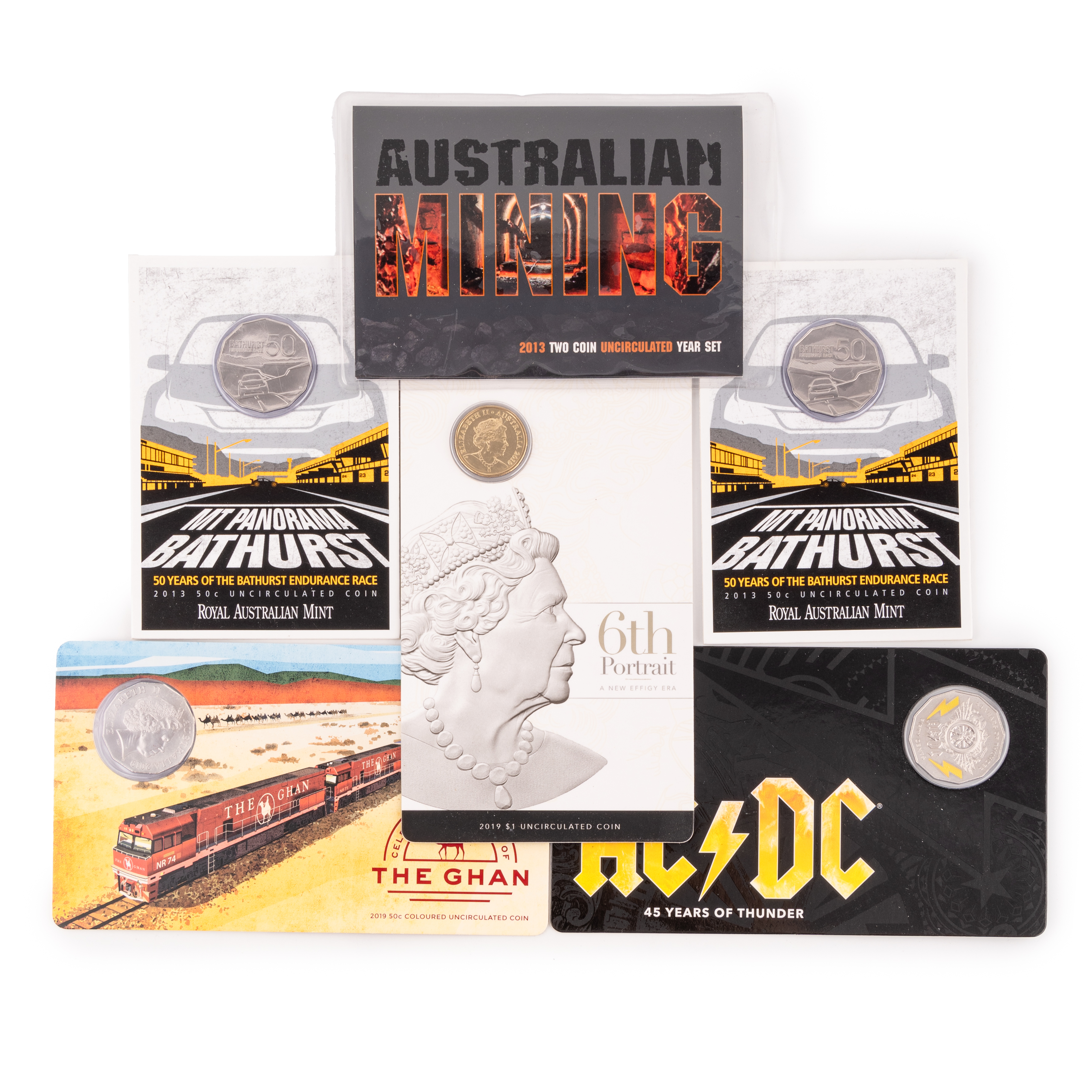 Elizabeth II, Miscellaneous Carded, Twenty Cents - One Dollar, 2013 - 2019, UNC