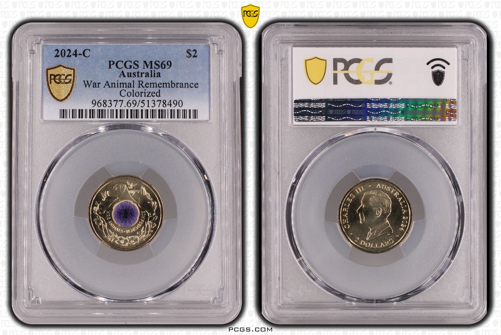War Animal Remembrance Colorized, Two Dollar, 2024-C, PCGS MS69