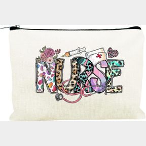 GIFTS FOR NURSES NURSE GIFTS FOR WOMEN CANVAS COSMETIC BAG MAKEUP BAGS CUTE POUCH FOR PURSE, (ZJ0030-H)