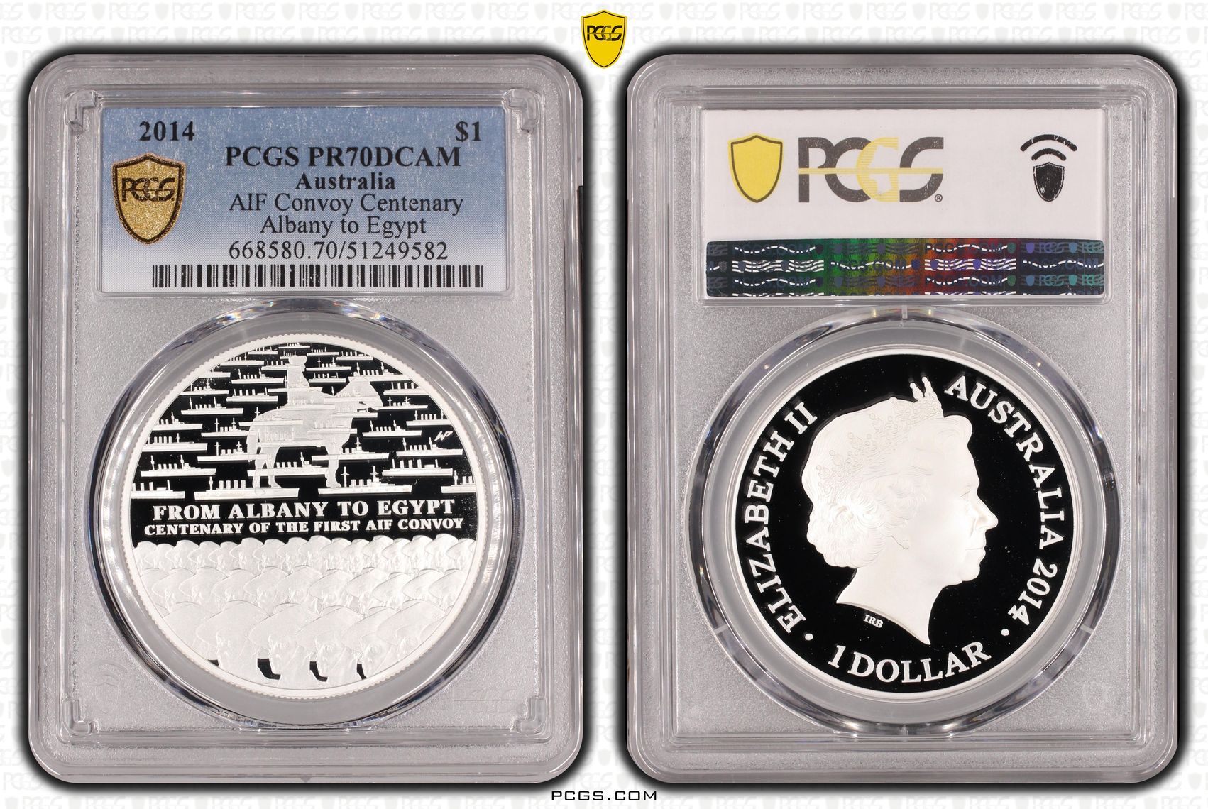 AIF Convoy Centenary Albany to Egypt POP 3/0, One Dollar, 2014, PCGS PR70DCAM