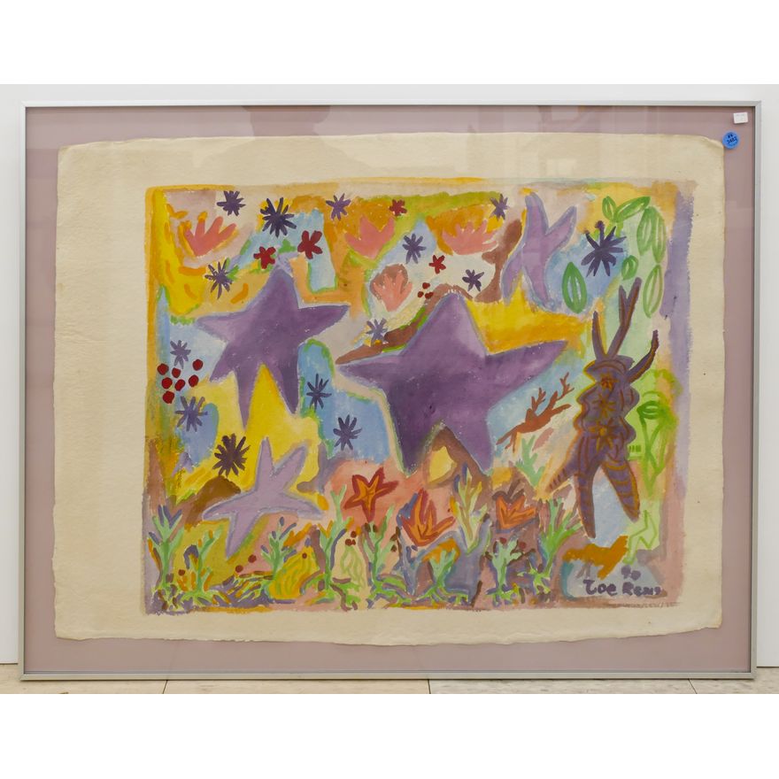 Joe Reno ''Leo Kenney's Flowers'' 1990 Tempera Framed 26''x34''