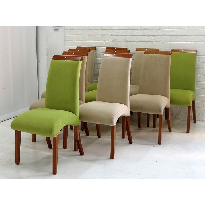 SET OF 10 UPHOLSTERED DINING CHAIRS