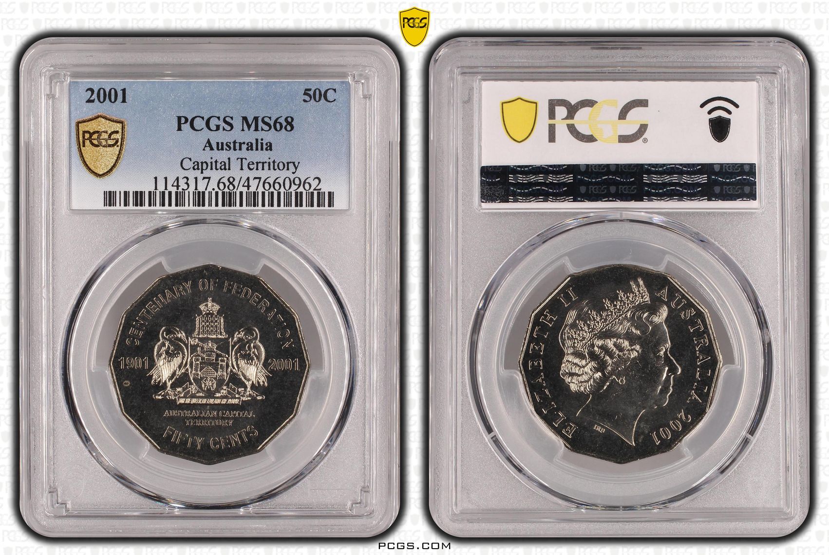 Elizabeth II, Capital Territory, Fifty Cent, 2001, PCGS MS68