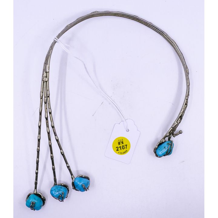 Southwest Modernist Turquoise Necklace- 9''