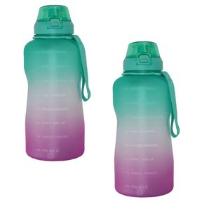 Pink Purple Lockable Lid Water Bottle Motivational Bottle Set of 3 |