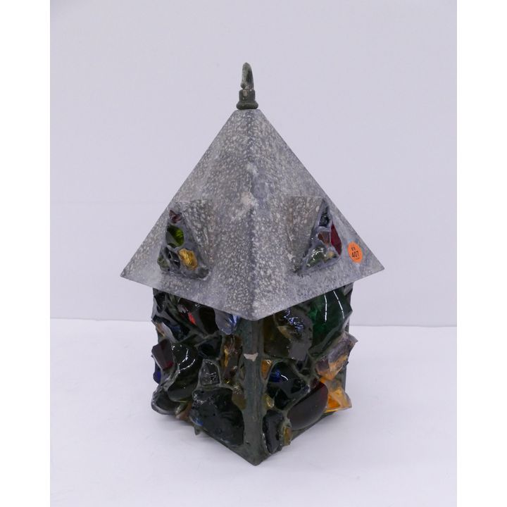 Midcentury Glass Shard Outdoor Lantern- 12''