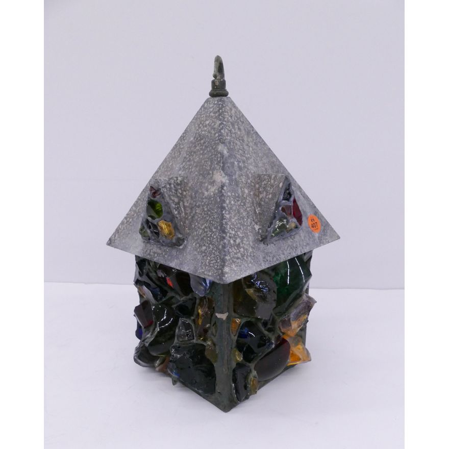 Midcentury Glass Shard Outdoor Lantern- 12''