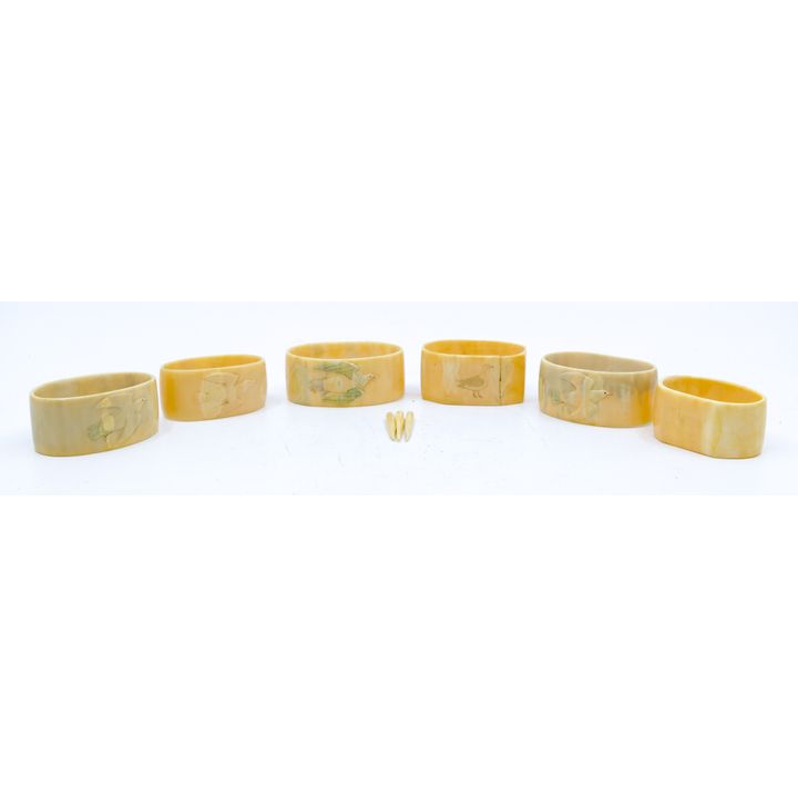 6pc Inuit Carved Tusk Napkin Rings