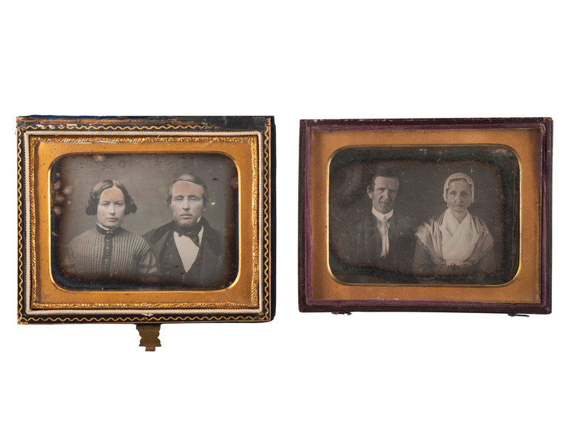 [EARLY PHOTOGRAPHY]. A group of 17 daguerreotypes and ambrotypes of ...