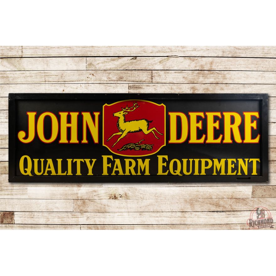 9' John Deere 4-Legged Logo Quality Farm Equipment Single Sided Porcelain Sign TAC 9