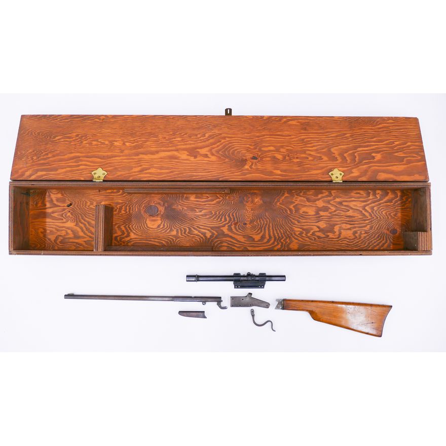 Antique Stevens-Maynard Jr 22 LR Rifle in Parts. Comes with wood box.