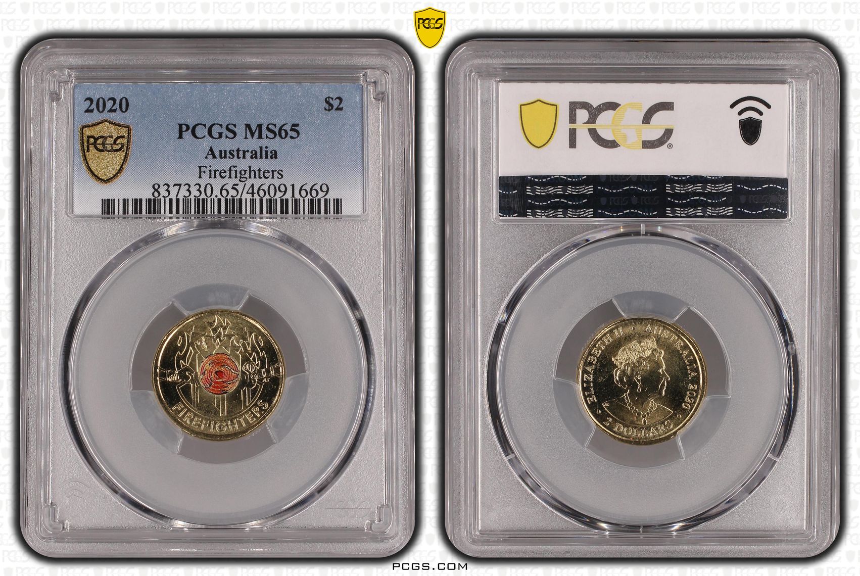 Firefighters Colourised, Two Dollar, 2020, PCGS MS65