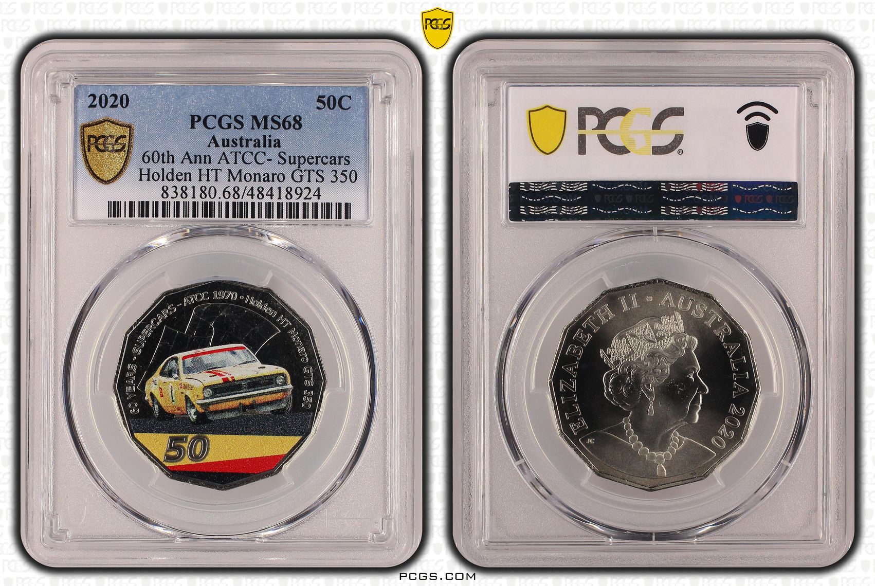 60th Ann ATCC- Supercars Holden HT Monaro GTS 350 , Fifty Cent, 2020, PCGS MS68