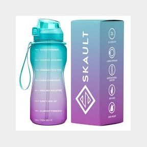 SKAULT - Large 2L Motivational Water Bottle Time Markers and Straw BPA-Free - Aurora Lights Bar 9901014785437 - 51748/15067