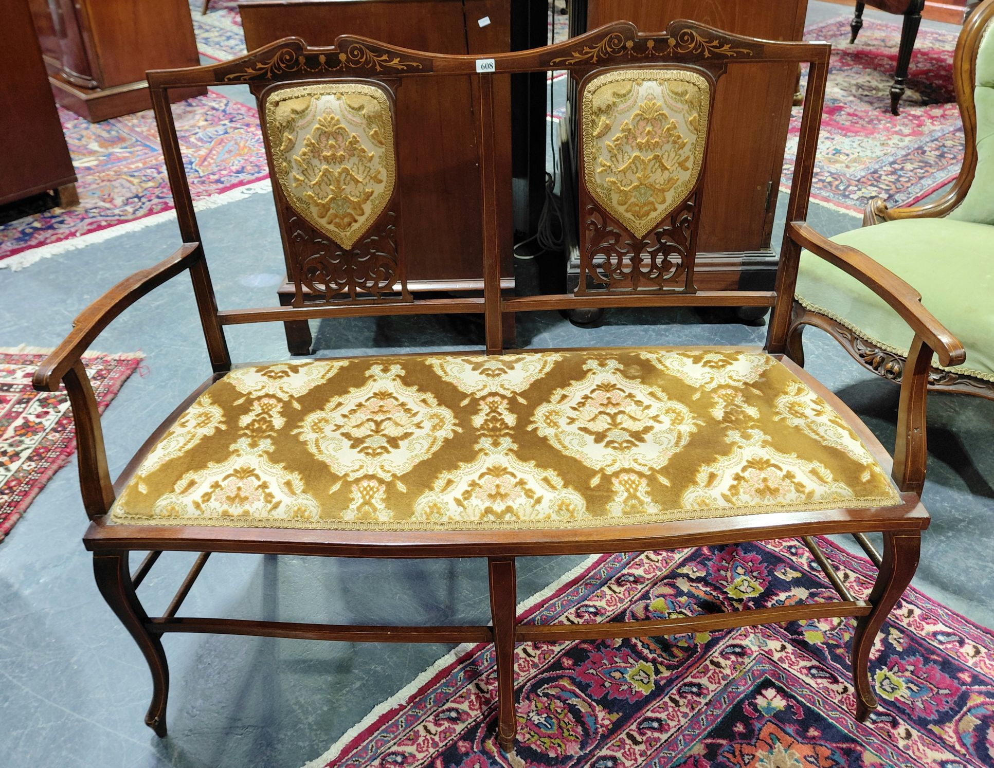 608 · ANTIQUE SHERATON STYLE SETTEE