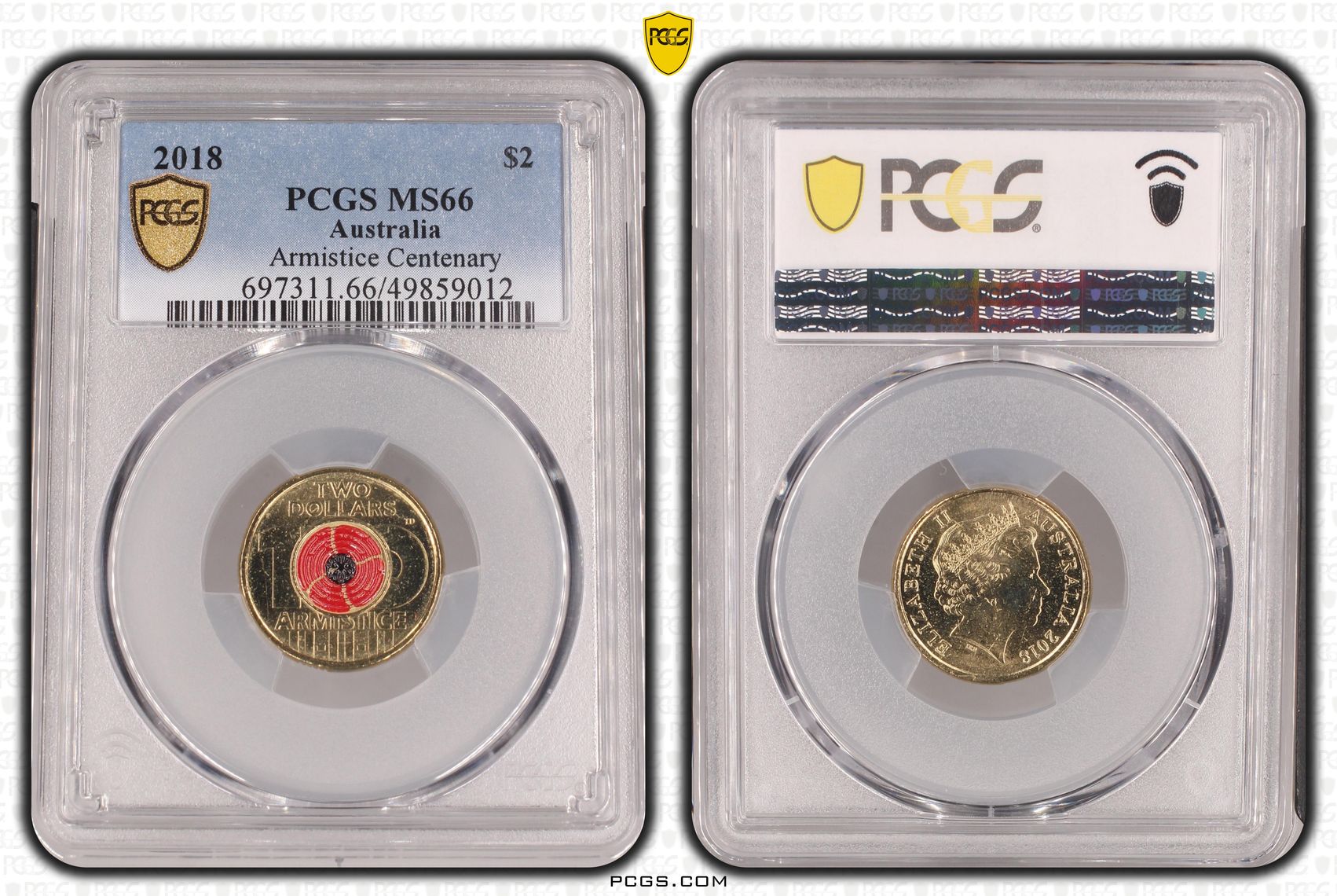 411 · Armistice Centenary Colorized , Two Dollar, 2018, PCGS MS66