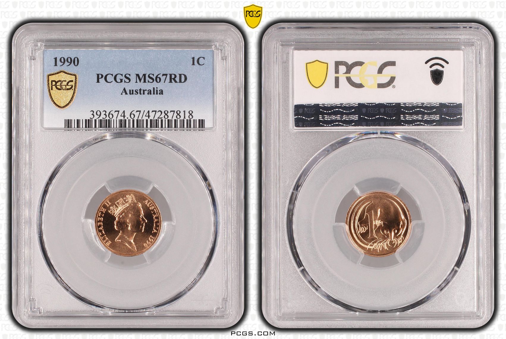 Elizabeth II, One Cent, 1990, PCGS MS67RD