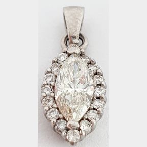 STUNNING +-0.700CT CENTRE DIAMOND & 0.150CT SMALL DIAMONDS IN 18CT WHITE GOLD PENDANT - 51929/332