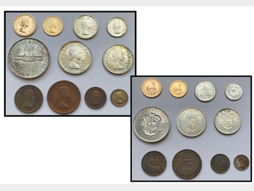 1960 SOUTH AFRICA 11-COIN GOLD, SILVER AND COPPER SET IN CASE