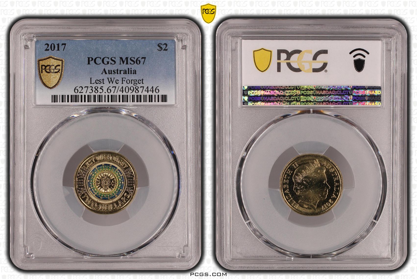 Lest We Forget Colorized, Two Dollar, 2017, PCGS MS67