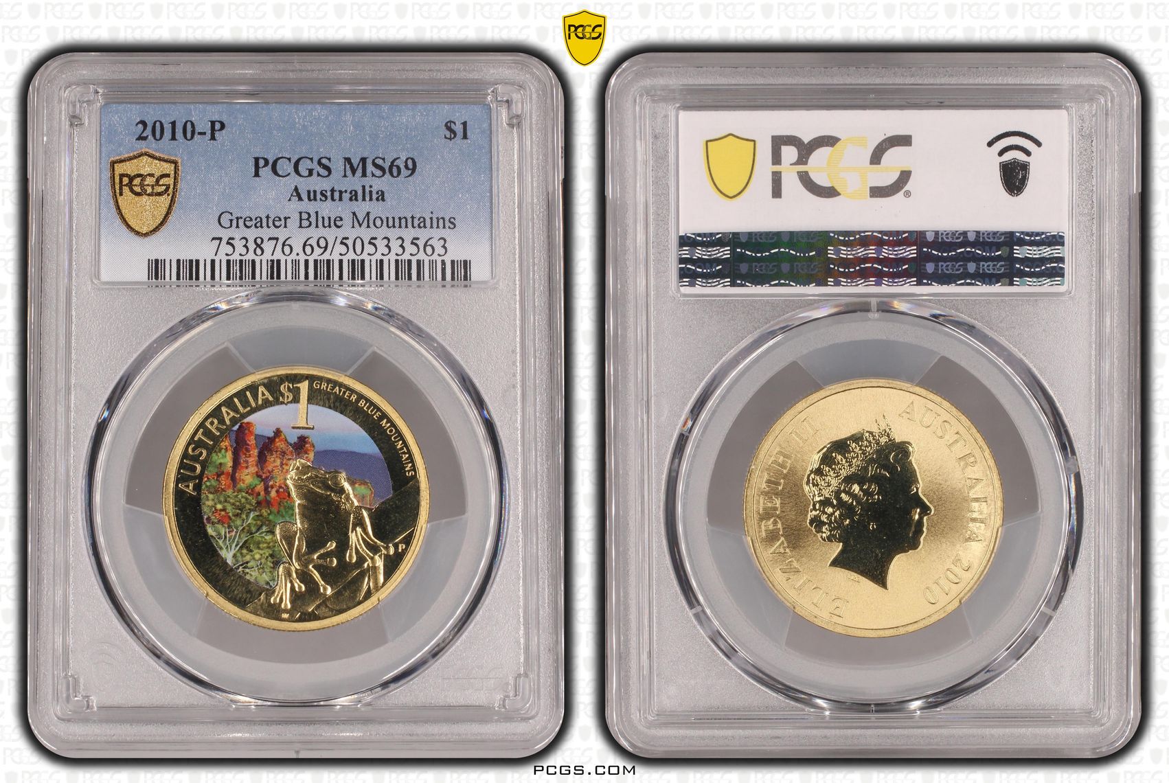 Greater Blue Mountains Colorized, POP 13/0, One Dollar, 2010-P, PCGS MS69