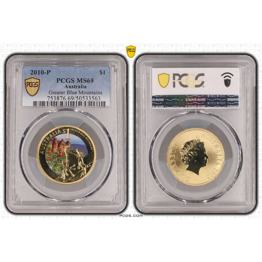 Greater Blue Mountains Colorized, POP 13/0, One Dollar, 2010-P, PCGS MS69