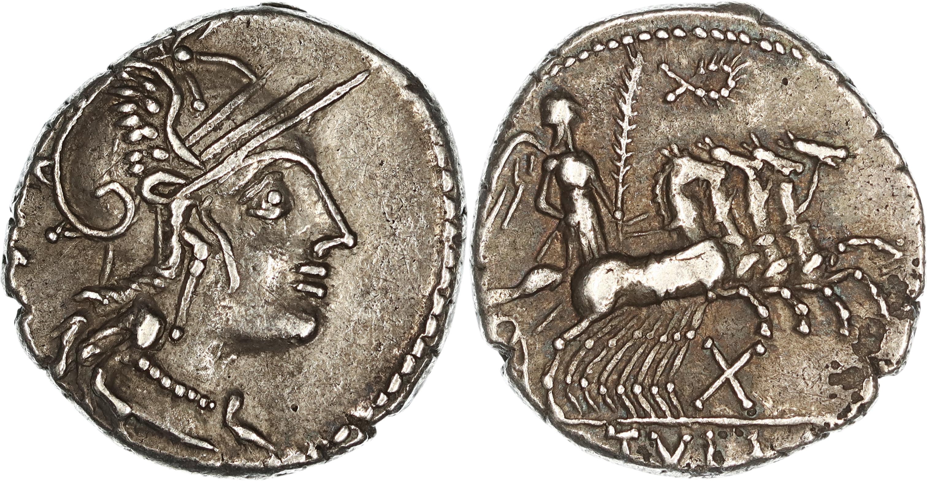 Roman Republic, M. Tullius, Silver Denarius, 119 BC, nEF