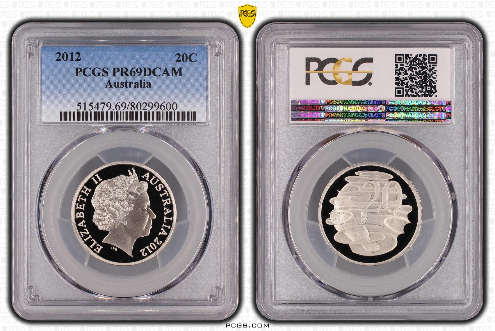 Elizabeth II, Twenty Cent, 2012, PCGS PR69DCAM