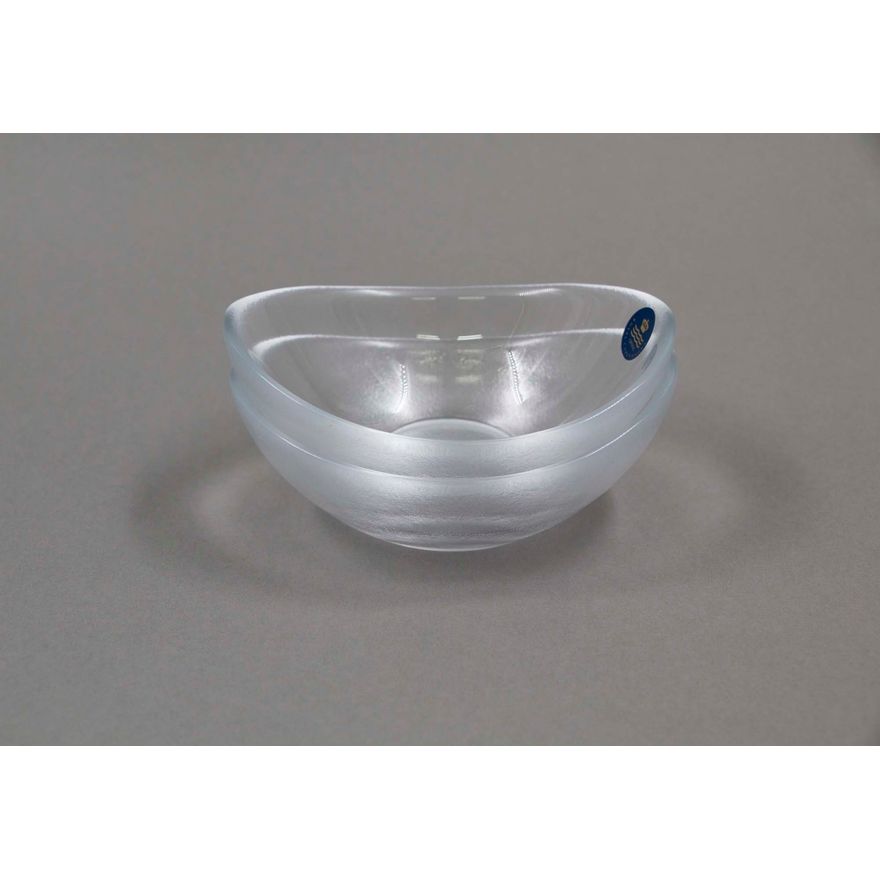 Royal Copenhagen - Two small frosted oval crystal bowls