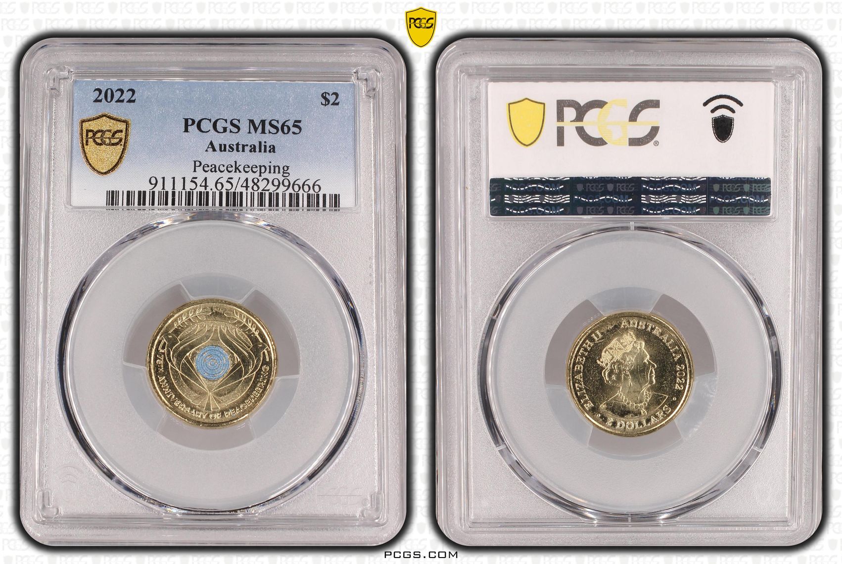 Peacekeeping - Colourised, Two Dollar, 2022, PCGS MS65