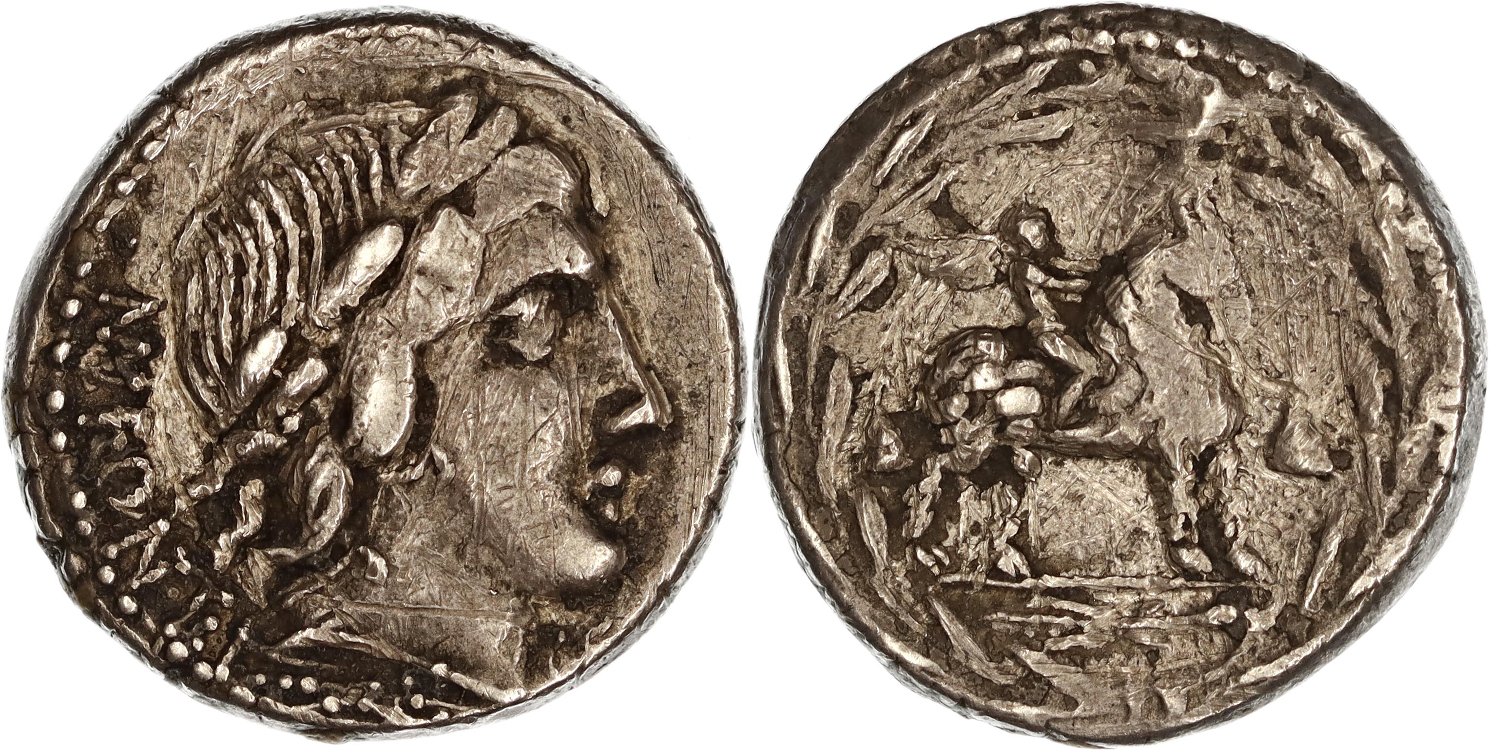 Roman Republic, Mn. Fonteius C.f., Silver Denarius, 85 BC, nVF