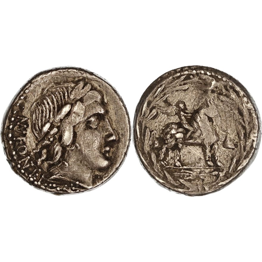 Roman Republic, Mn. Fonteius C.f., Silver Denarius, 85 BC,  nVF