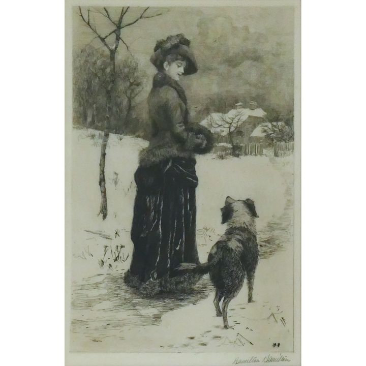 Hamilton Hamilton ''A Morning Walk'' Signed Etching Matted 20''x16''