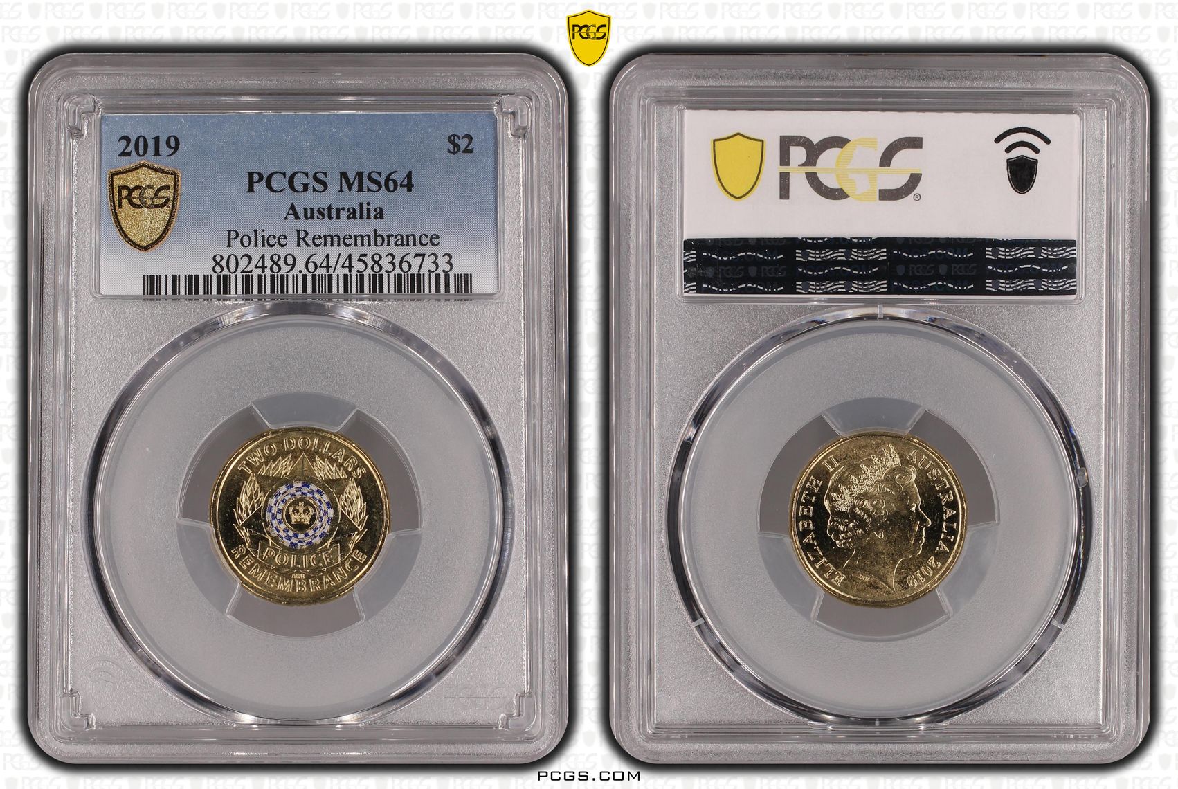 Police Remembrance Colourised, Two Dollar, 2019, PCGS MS64