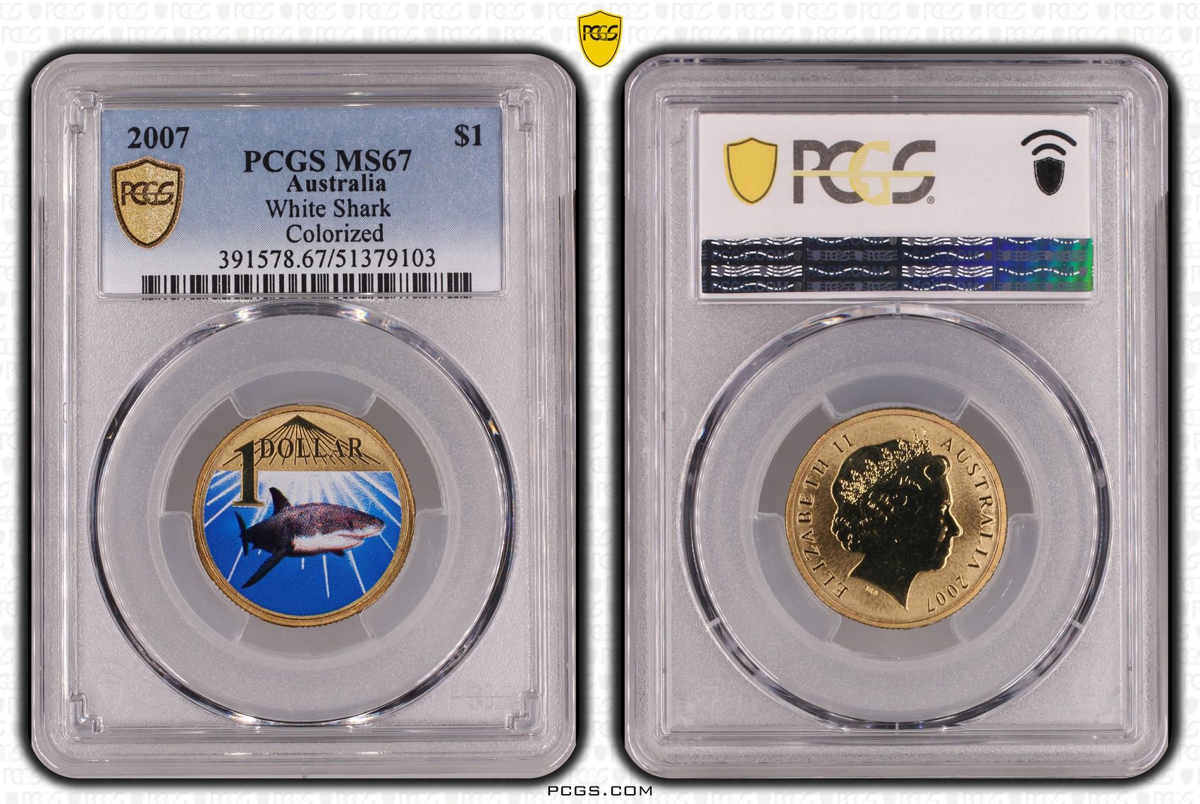 White Shark, One Dollar, 2007, PCGS MS67