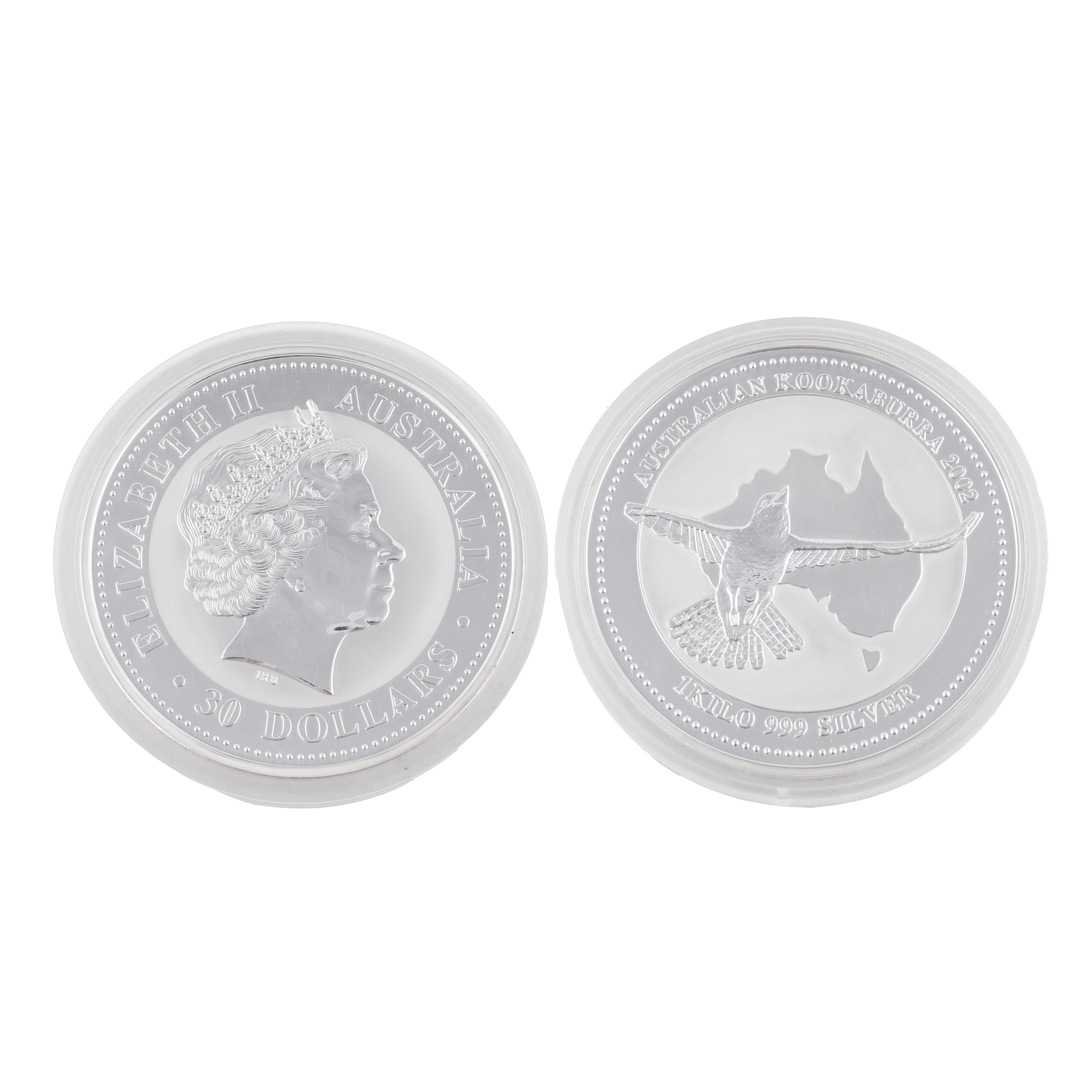 82 · Elizabeth II, 1kg Silver Australia Kookaburra, Thirty Dollar, 2002,  FDC