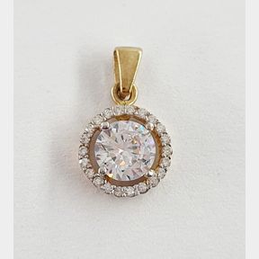 9CT YELLOW GOLD HALO PENDANT WITH CUBICS - 51929/12854