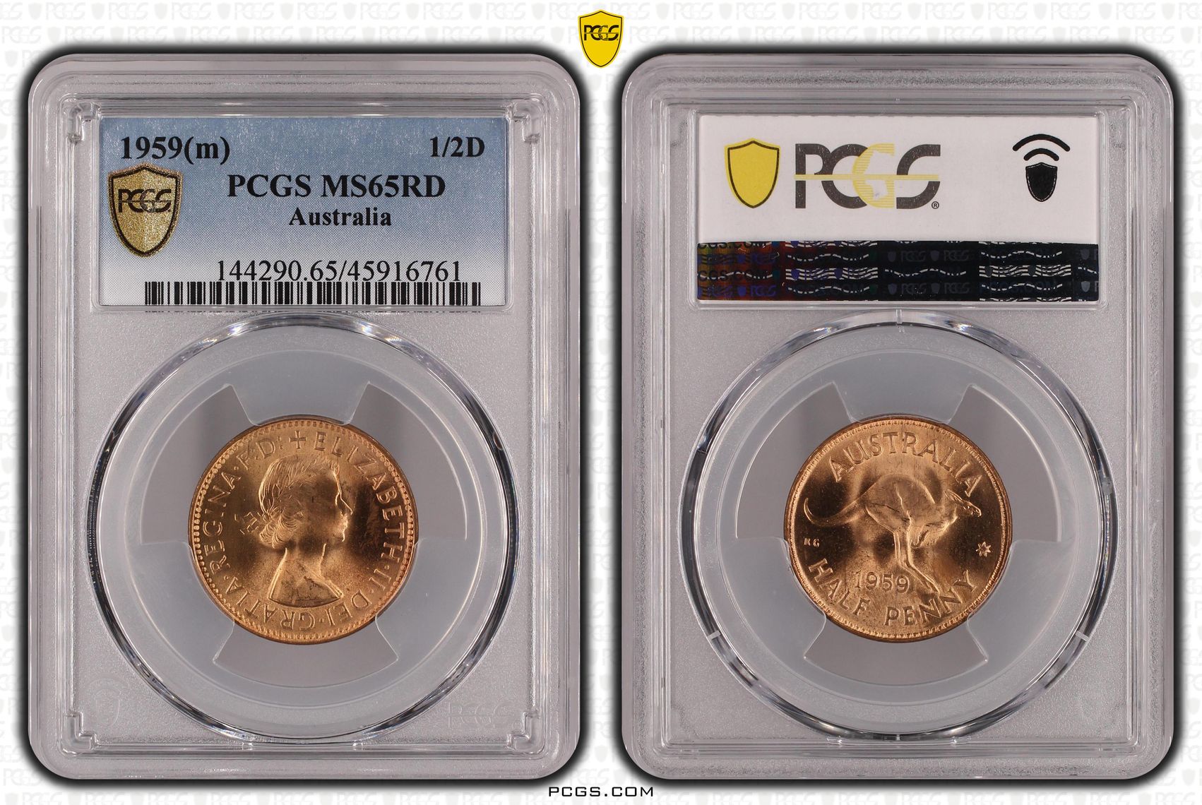 1959(m) Australia Half Penny PCGS - MS65RD -761