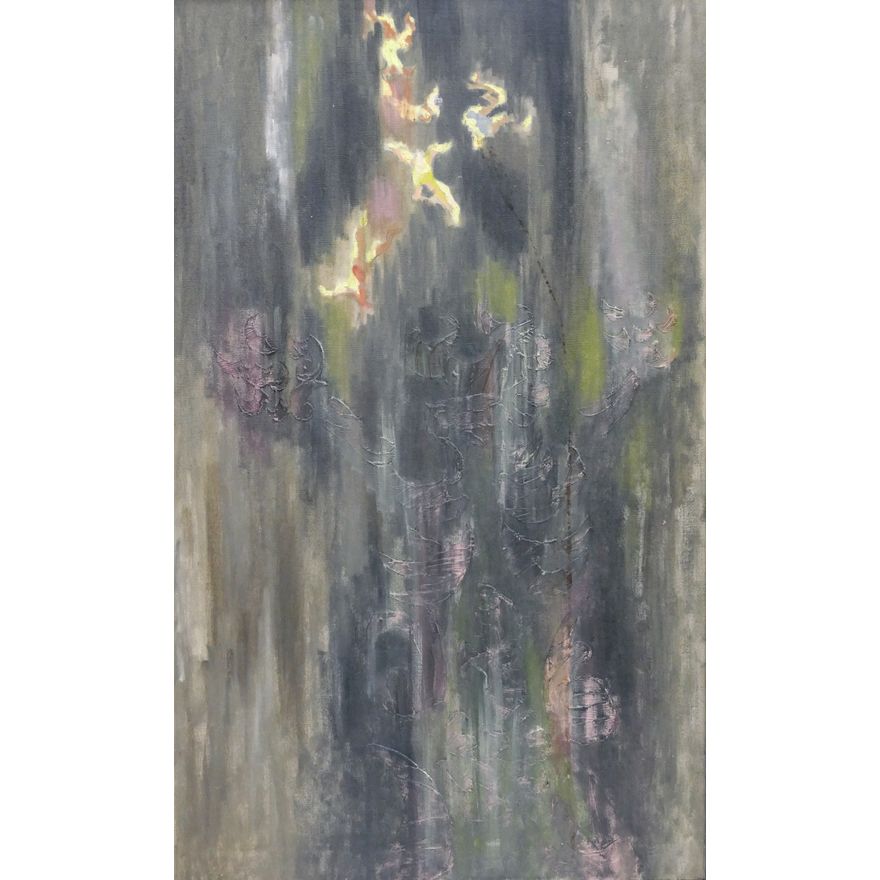 Jack McLarty ''Falling Figures'' Unsigned Oil on Canvas Framed 37.5''x23.25''