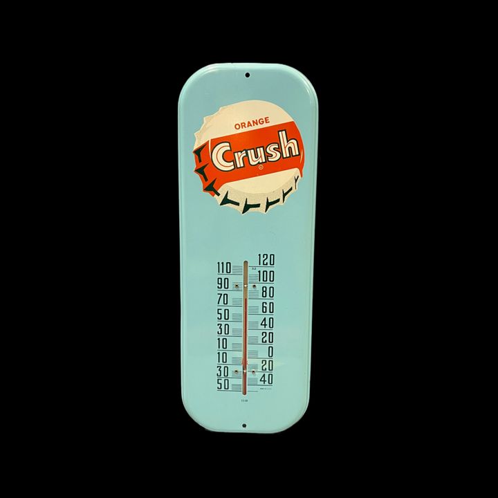 Orange Crush Tin Metal Thermometer