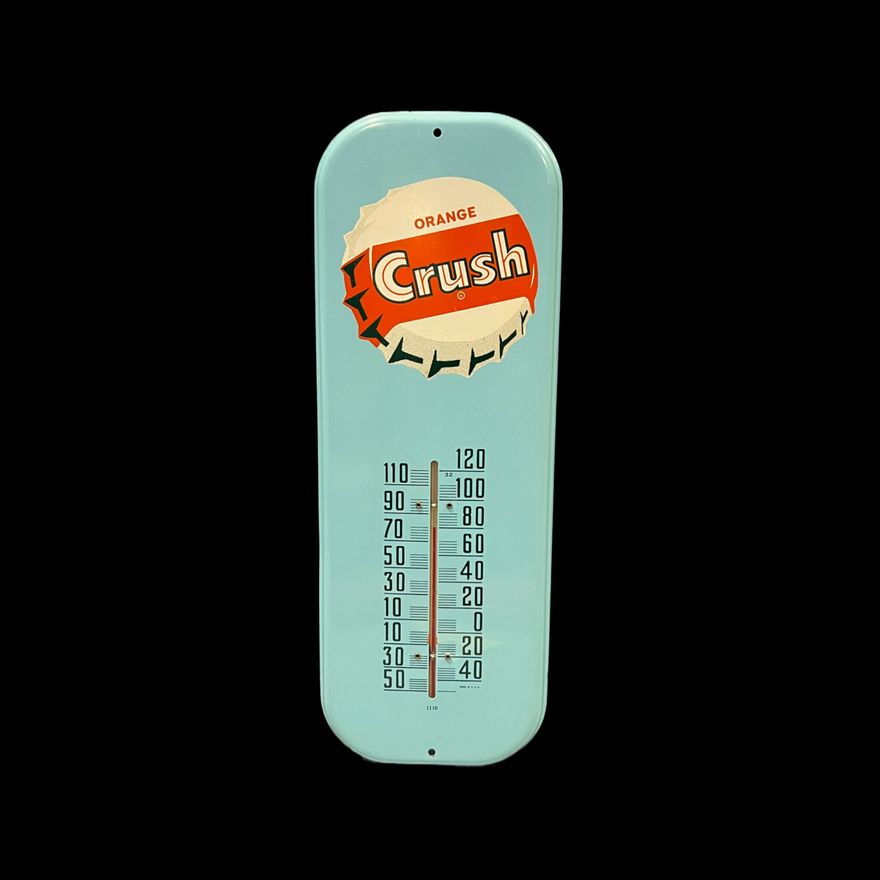 Orange Crush Tin Metal Thermometer
