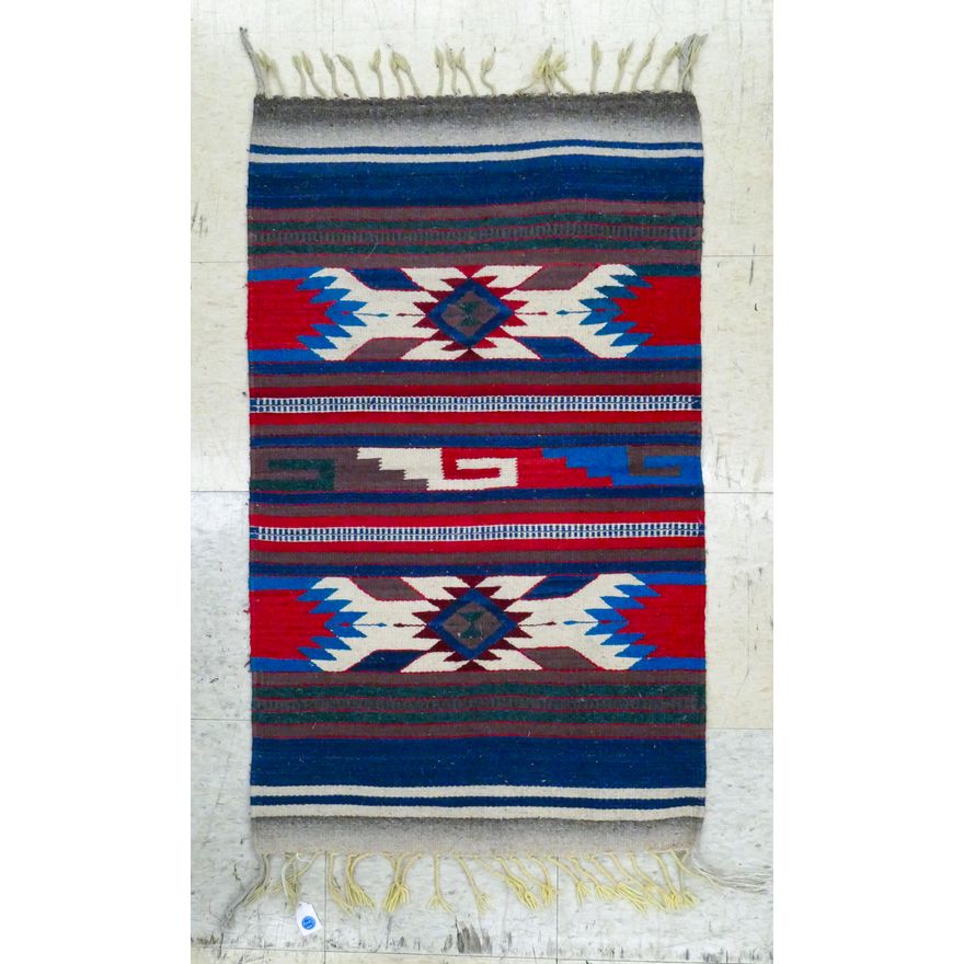 Vintage Southwest Multi-Colored Wood Rug Mat 3'3'x2'