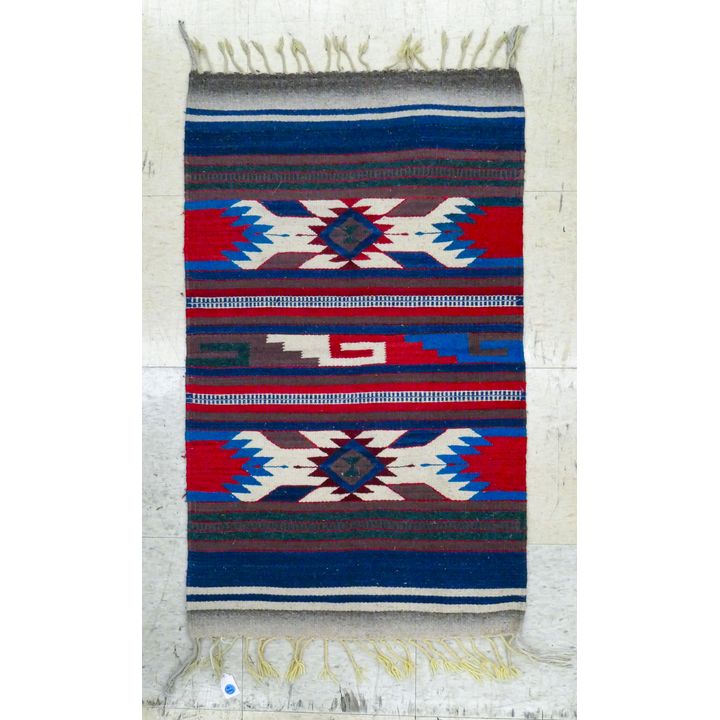 Vintage Southwest Multi-Colored Wood Rug Mat 3'3'x2'