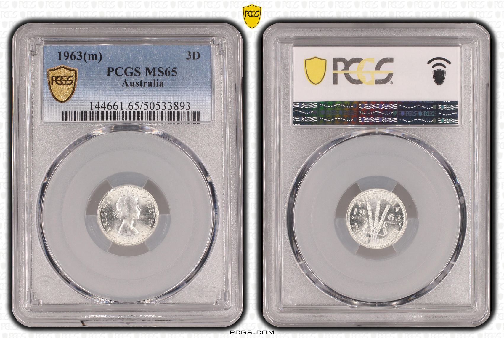 Elizabeth II, Threepence, 1963(m), PCGS MS65
