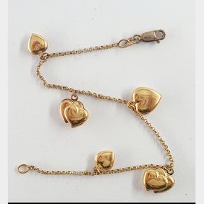 9CT GOLD PLATED STERLING SILVER HEART CHARM HAND CHAIN - 51929/11323