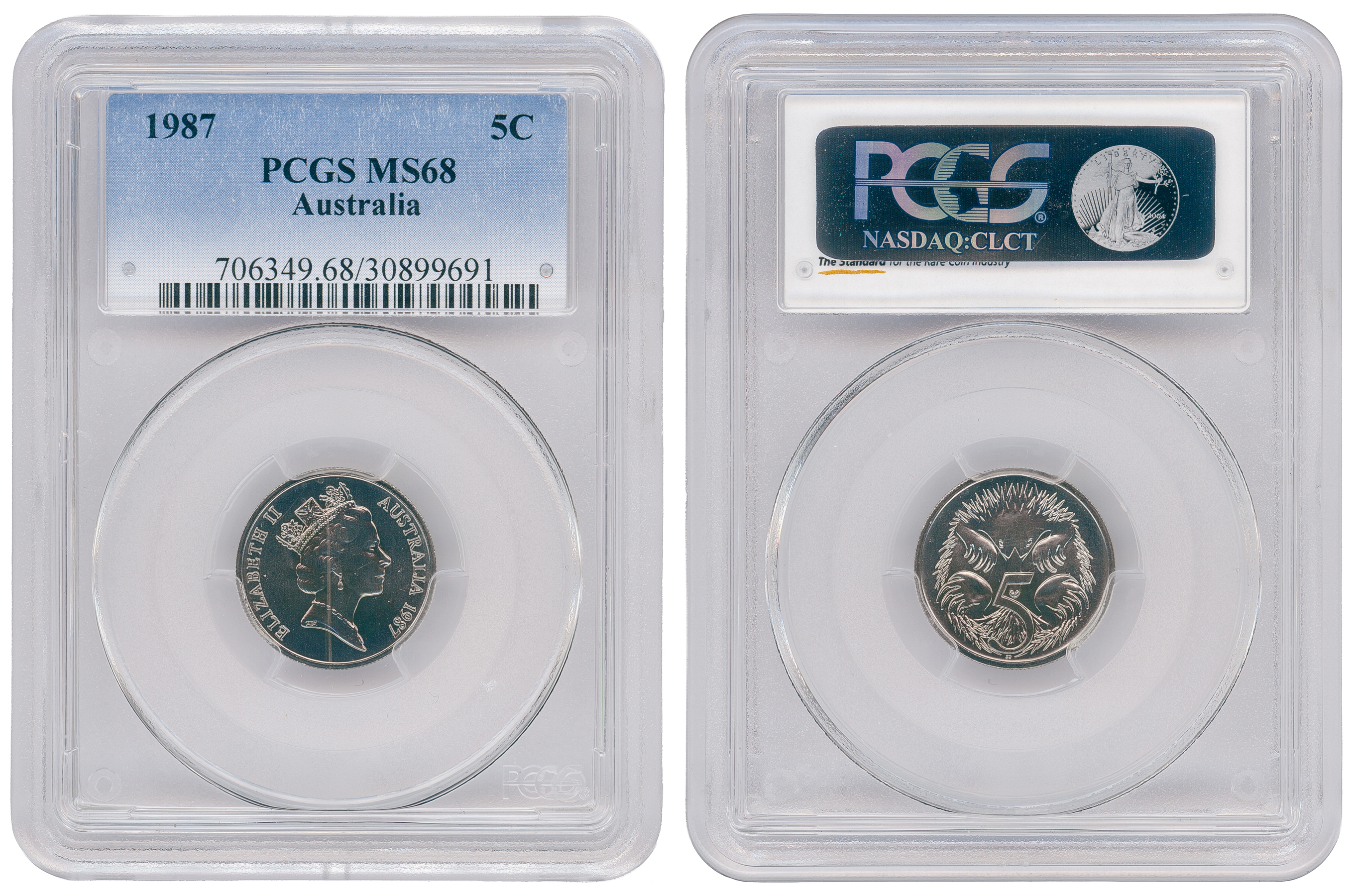 Low Echidna, Five Cent, 1987, PCGS MS68