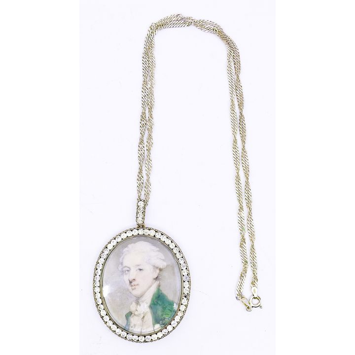 Antique Painted Miniature Portrait 2.5''