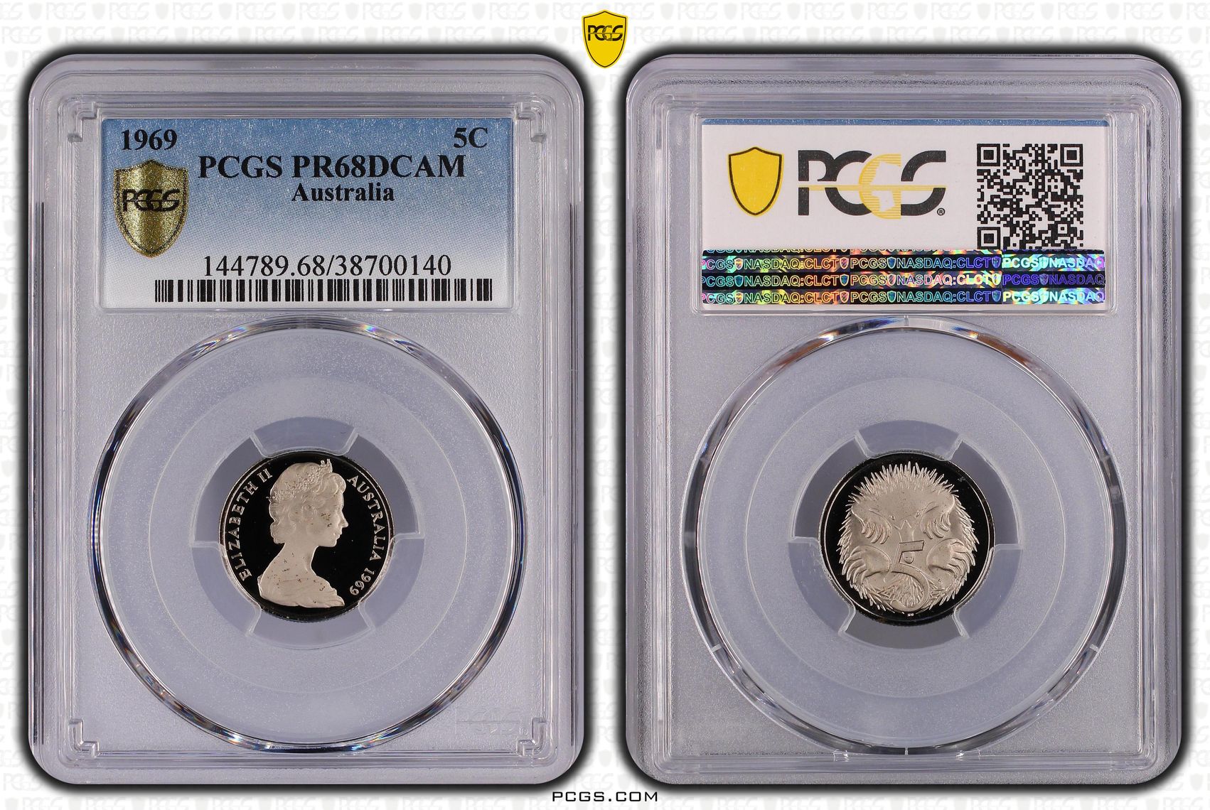 Elizabeth II, Five Cent, 1969, PCGS PR68DCAM